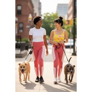 LIVE THE PROCESS pink ad white high rise leggings